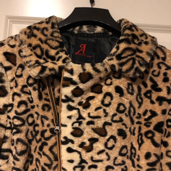 Faux fur leopard jacket beautiful size xl /14 - Picture 2 of 7